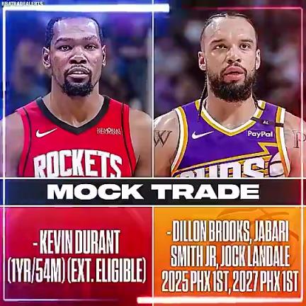 火箭&KD真有戏?此前美媒模拟:火箭出小贾狄龙兰代尔2首轮换