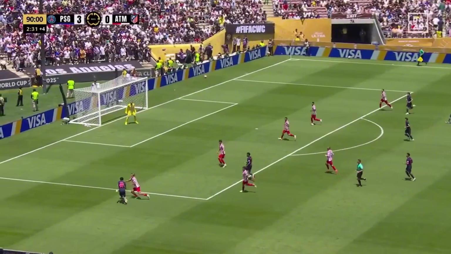 巴黎4-0马竞!勒诺尔芒手球送点,李刚仁主罚命中