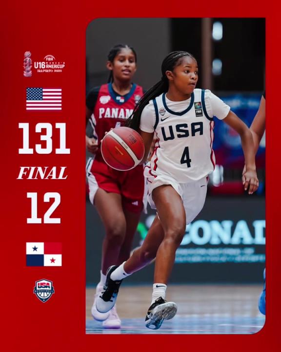 美国U16女篮131-12狂胜巴拿马女篮 末节打出25-0!