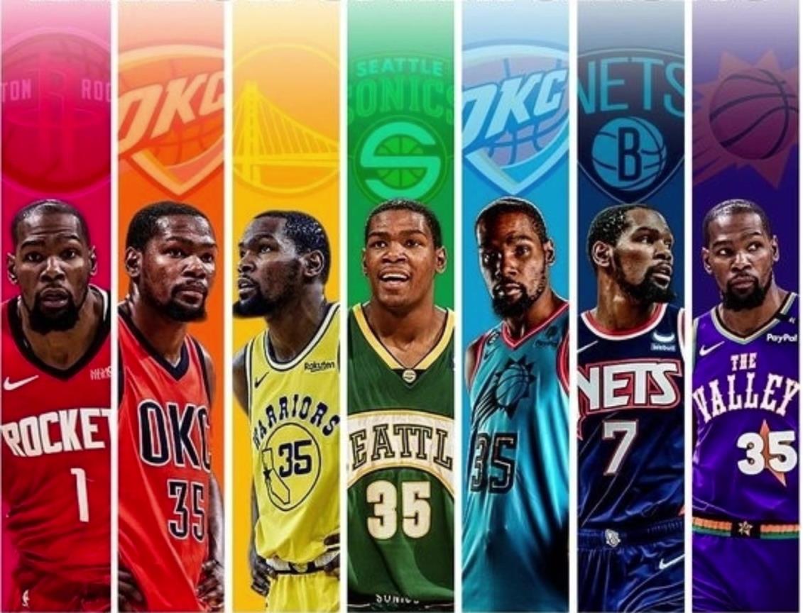 还是那一抹红最爱!加盟火箭后 杜兰特也集齐了彩虹球衣了~