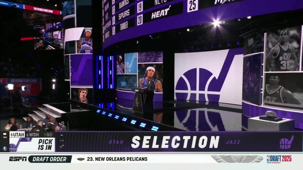 跌至第五！前三热门埃斯-贝利被爵士选中同萧华握手 表情不开心