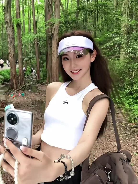 美女主播金佳悦一身运动背心出游:你在的话雨天也是好天气~