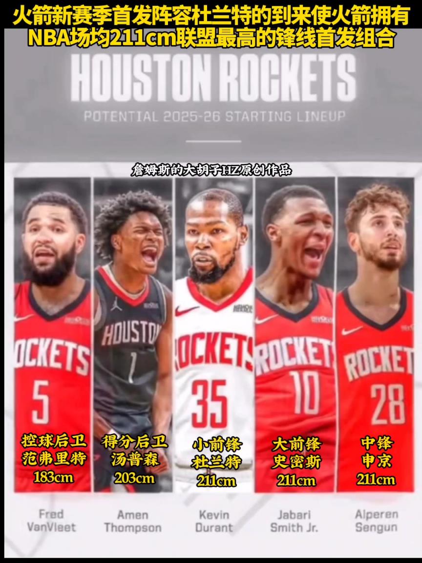 小贾也续约了!火箭新赛季首发均2米11的联盟最高锋线组合啊~