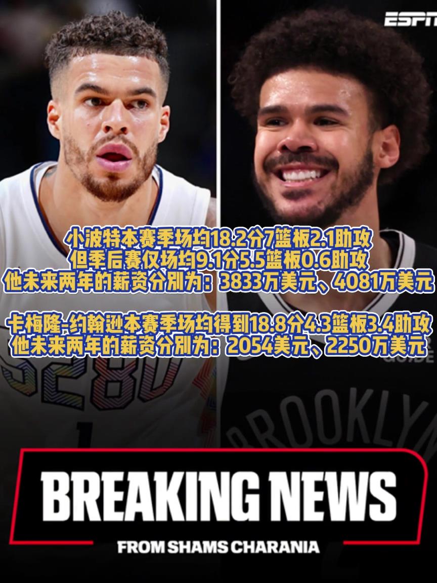 掘金血赚?掘金用小波特二换一换来了卡梅隆约翰逊!