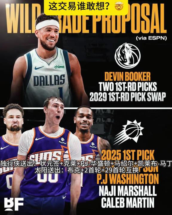 这交易谁敢啊?美媒猜想独行侠送弗拉格和克莱等人换布克加三首轮