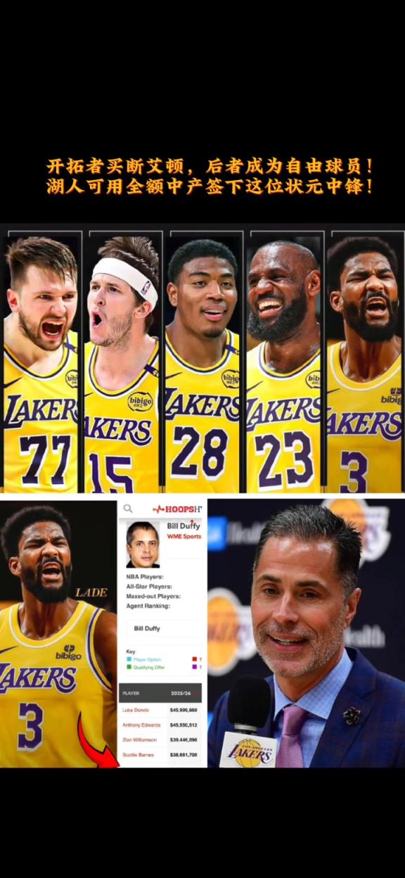 18年状元+探花!同属一个经纪人的东契奇和艾顿能否在湖人联手