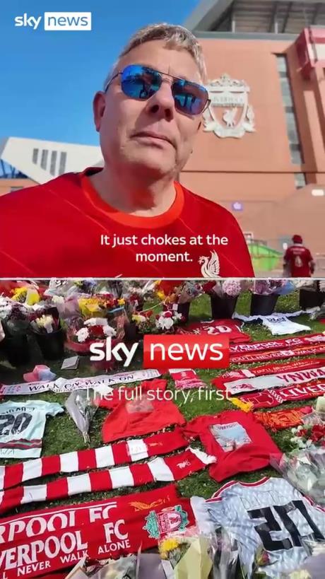 你永不独行!球迷集聚安菲尔德球场悼念送别若塔兄弟!