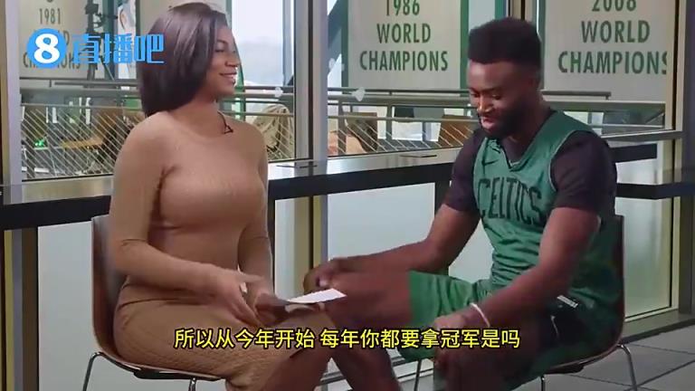 目不转睛!布朗新秀时接受美女记者采访时放豪言:28岁前拿5冠!