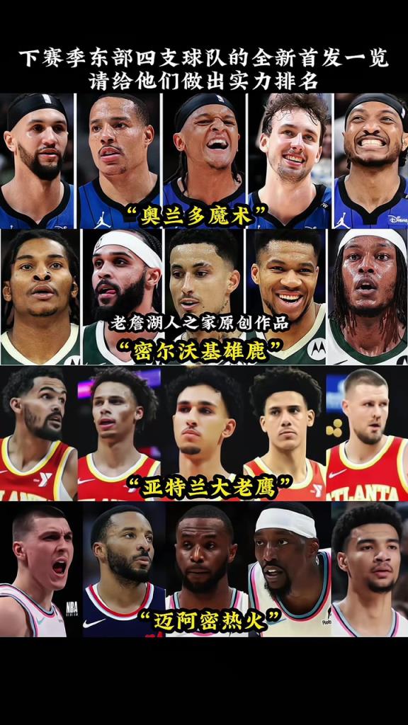 东部四支球队的新首发阵容!感觉老鹰下赛季在东部大有作为啊