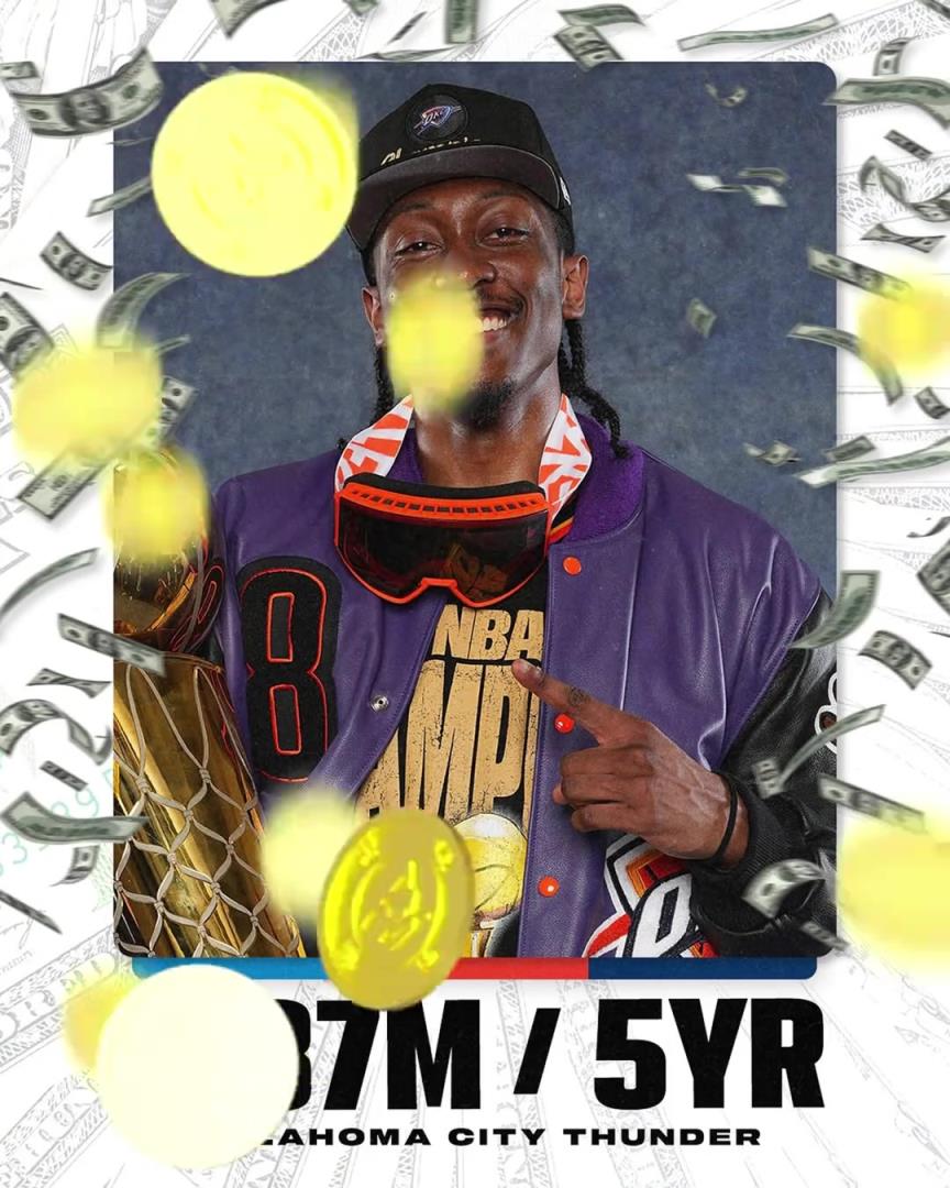 杰伦威五年2.87亿续约雷霆!三少合集花费雷霆8.22亿