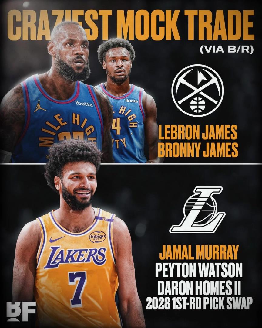 就离谱!美媒:湖人可用老詹+布朗尼去换回穆雷+沃特森+霍姆斯+1首轮互换