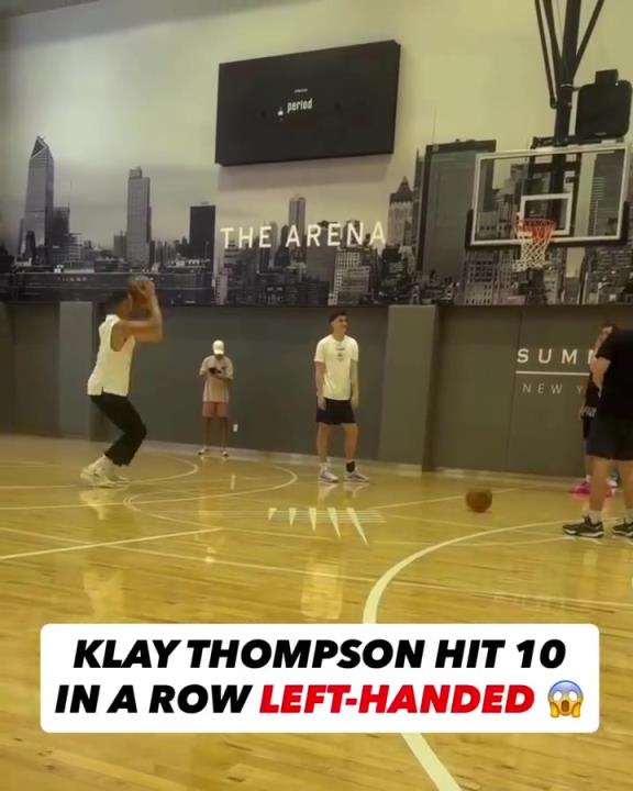 神射!克莱在训练中用左手跳投连续10次命中!不是镜像!
