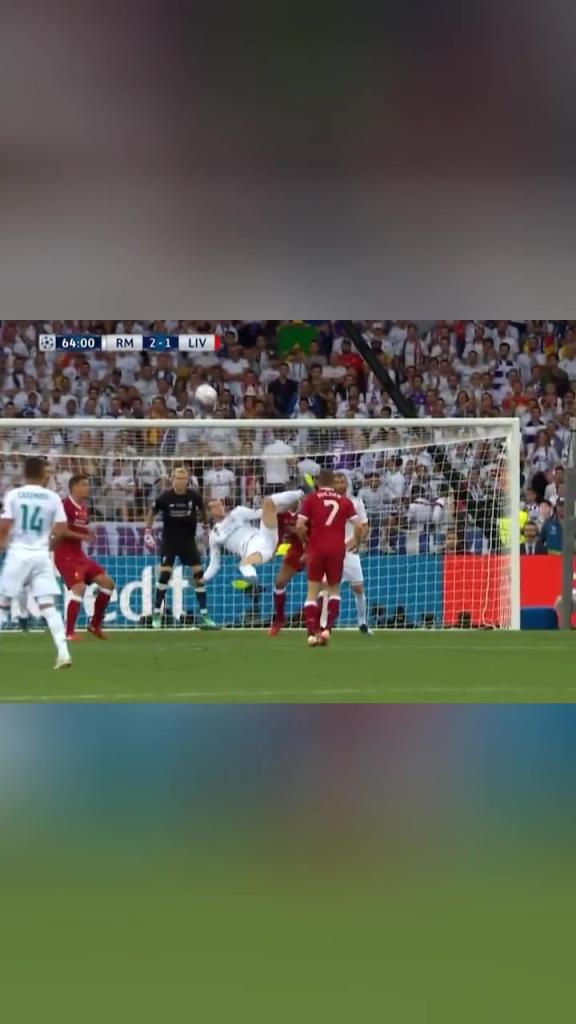 太惊艳了!贝尔用这粒倒钩进球!助皇马完成欧冠三连冠!