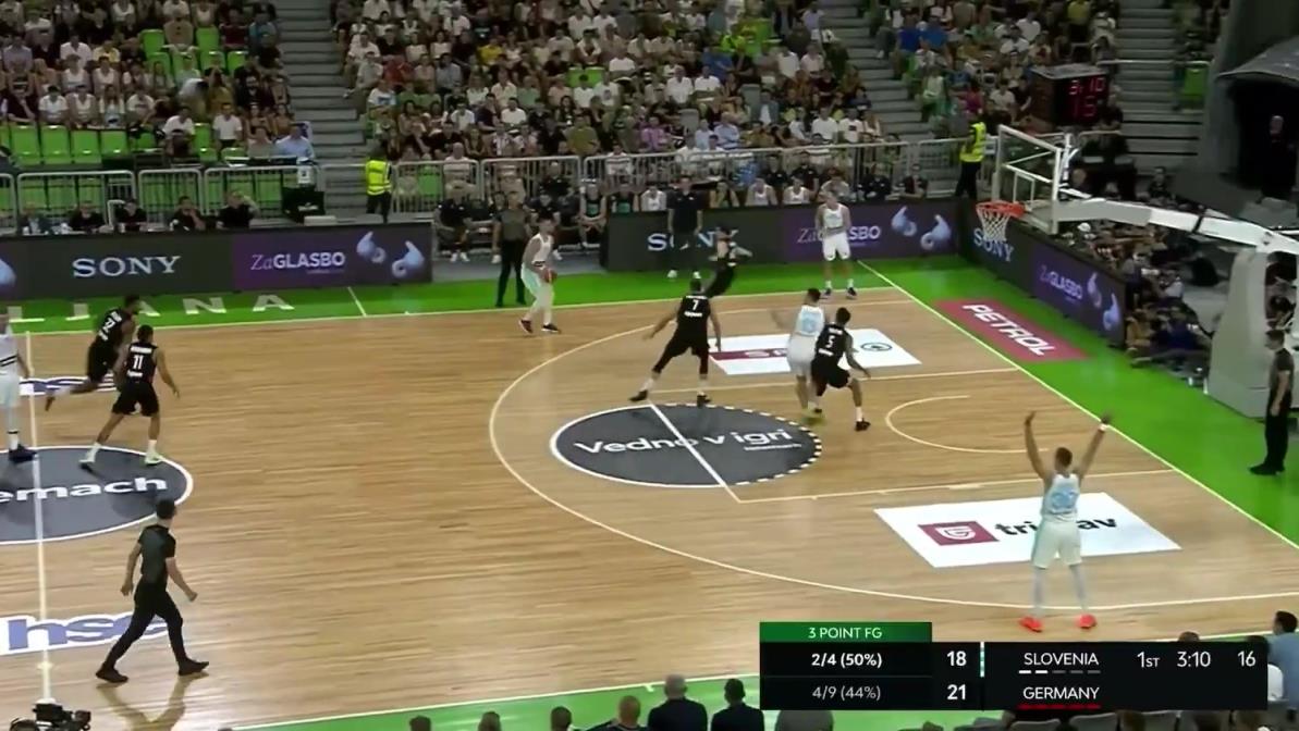 面对德国男篮双人紧逼防守,东契奇轻松破解,还助攻队员命中三分