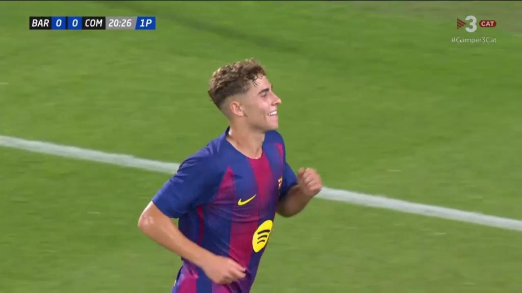 科莫传球失误!费尔明断球低射巴萨打破僵局!