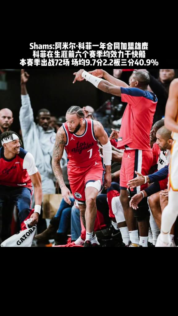 三分命中率40%!前快船球员科菲一年合同签约雄鹿~