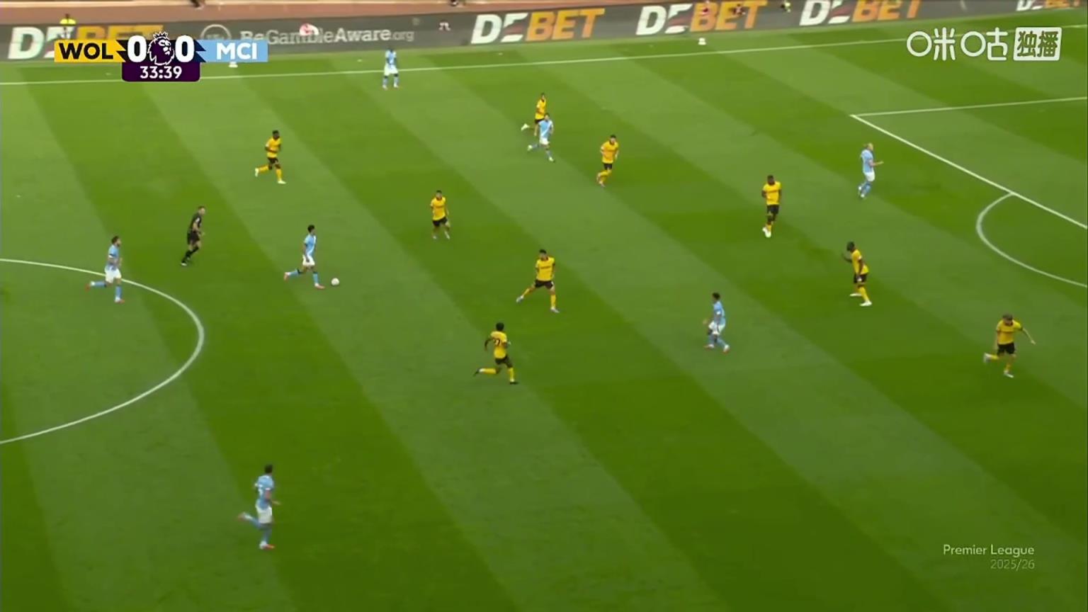 曼城领先!赖因德斯持球推进后挑传,刘易斯助攻哈兰德破门!