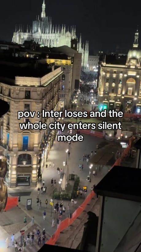 无奈的安静!网友晒欧冠决赛惨败夜米兰城街景