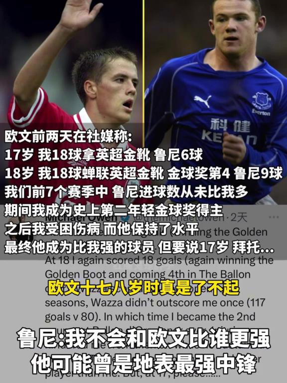 鲁尼回应和欧文比谁更强言论：欧文是我偶像，我永远不会和他比